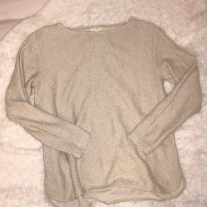 H &M WHITE AND BLACK CREW NECK SWEATER